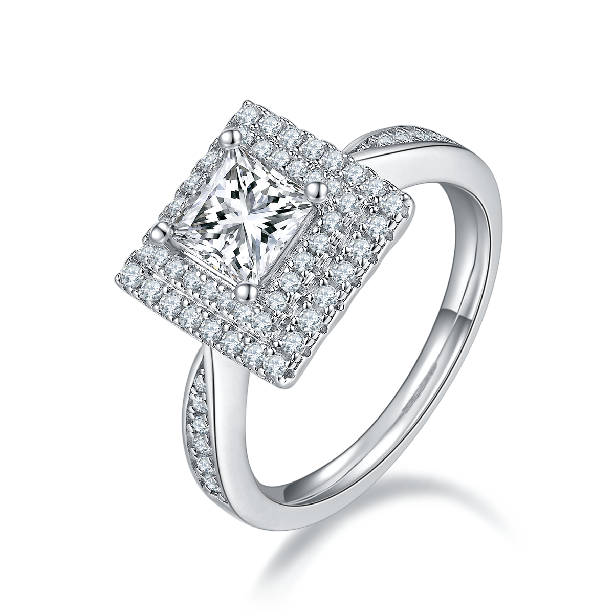 1 CTW Princess Moissanite  S925 Ring plated