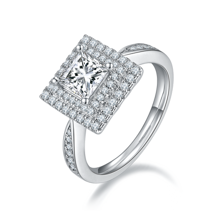 1 CTW Princess Moissanite  S925 Ring plated