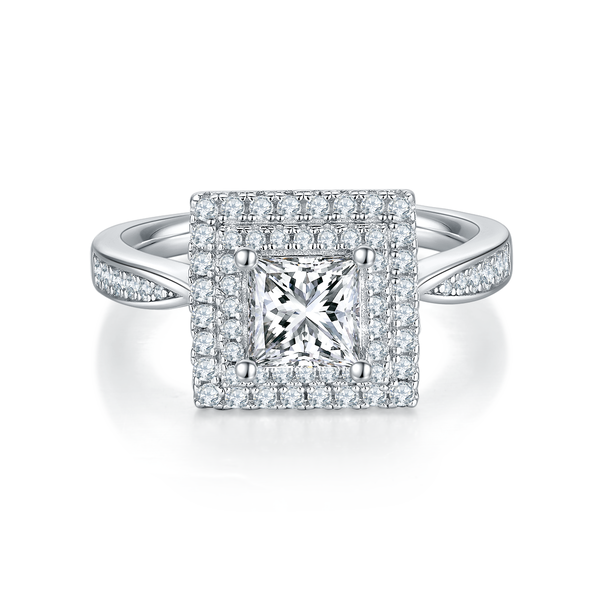 1 CTW Princess Moissanite  S925 Ring plated