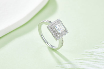 1 CTW Princess Moissanite  S925 Ring plated