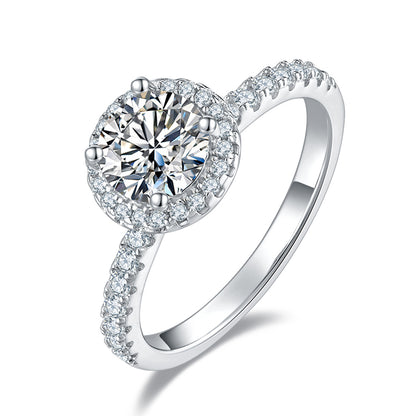 1 CTW Round Moissanite  S925 Ring plated