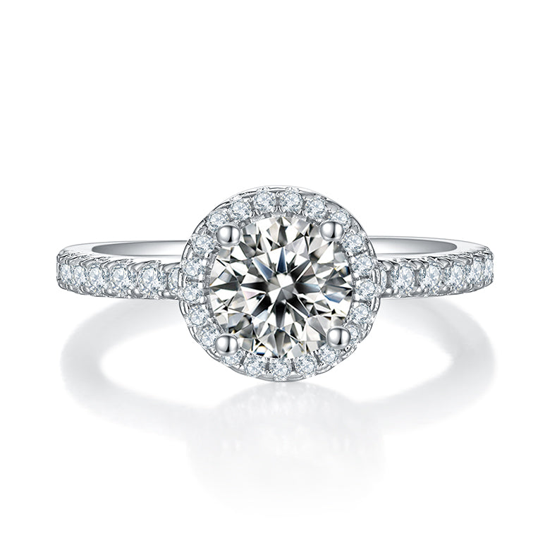 1 CTW Round Moissanite  S925 Ring plated