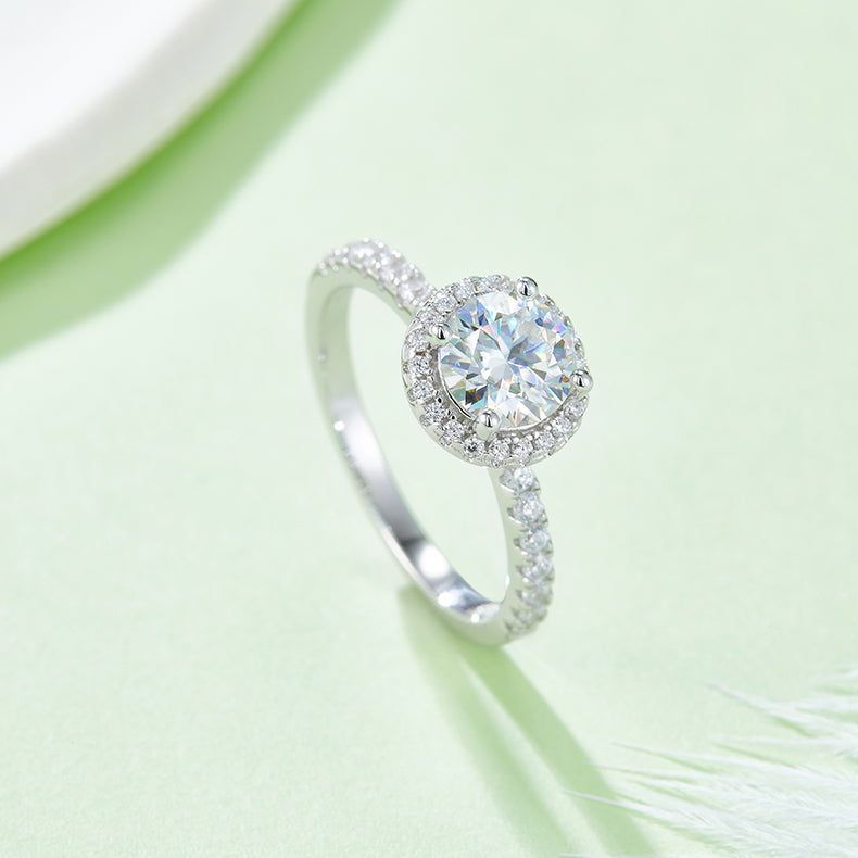 1 CTW Round Moissanite  S925 Ring plated
