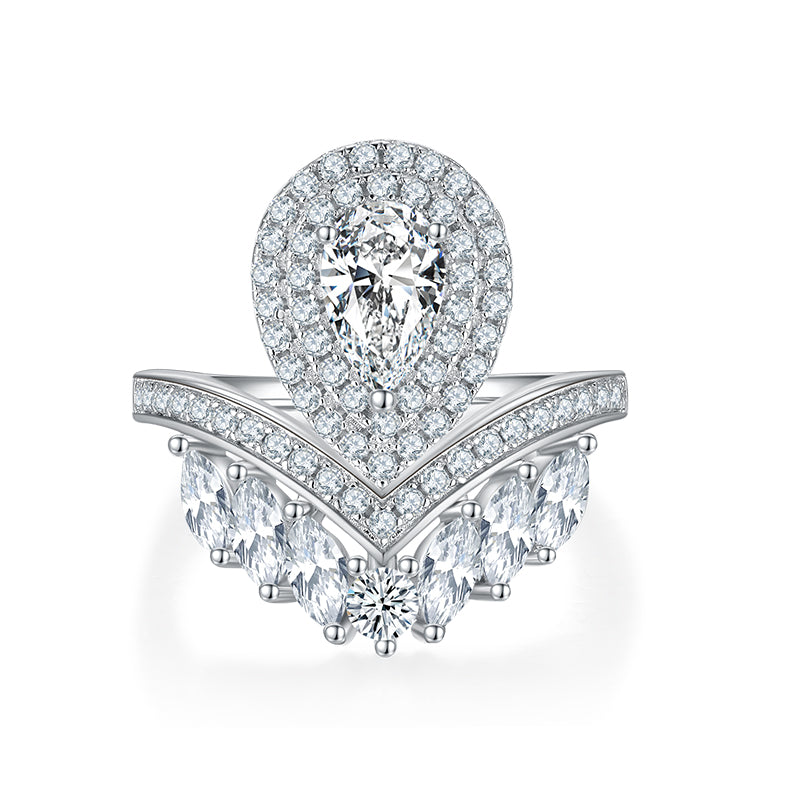 1 CTW Pear Moissanite S925 Ring plated