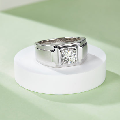 1 CTW Round Moissanite  S925 Ring plated