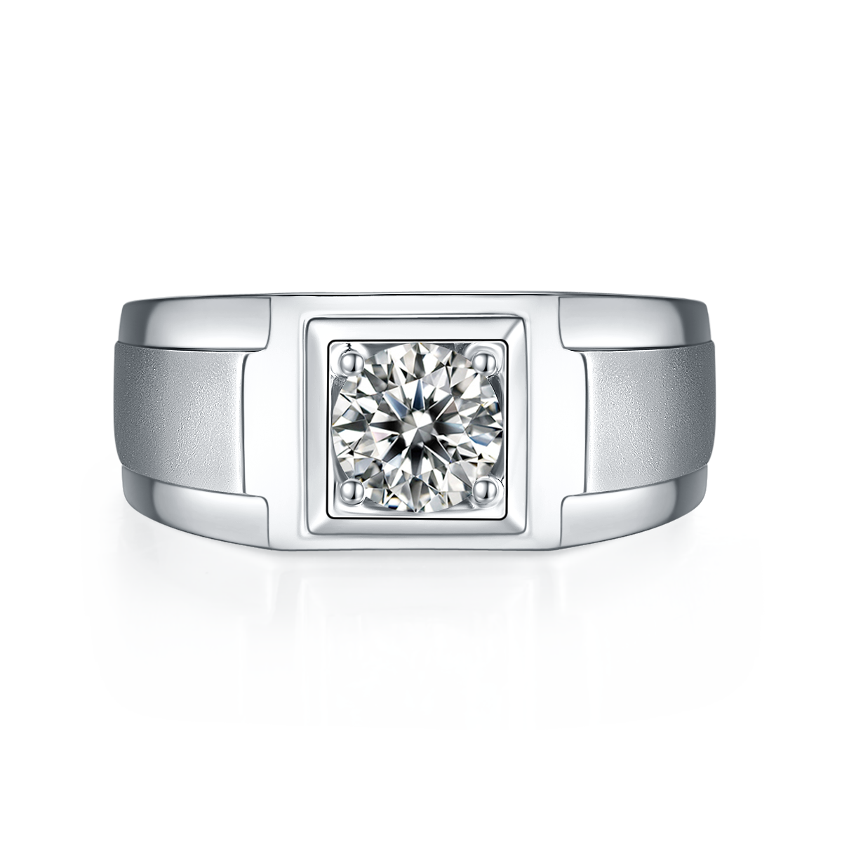 1 CTW Round Moissanite  S925 Ring plated