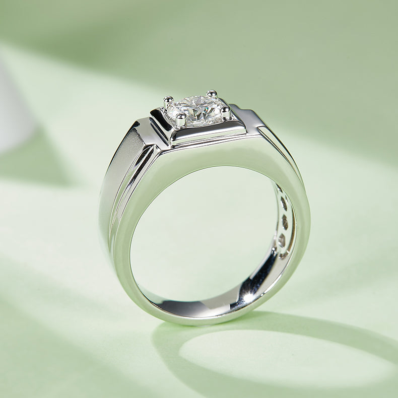 1 CTW Round Moissanite  S925 Ring plated