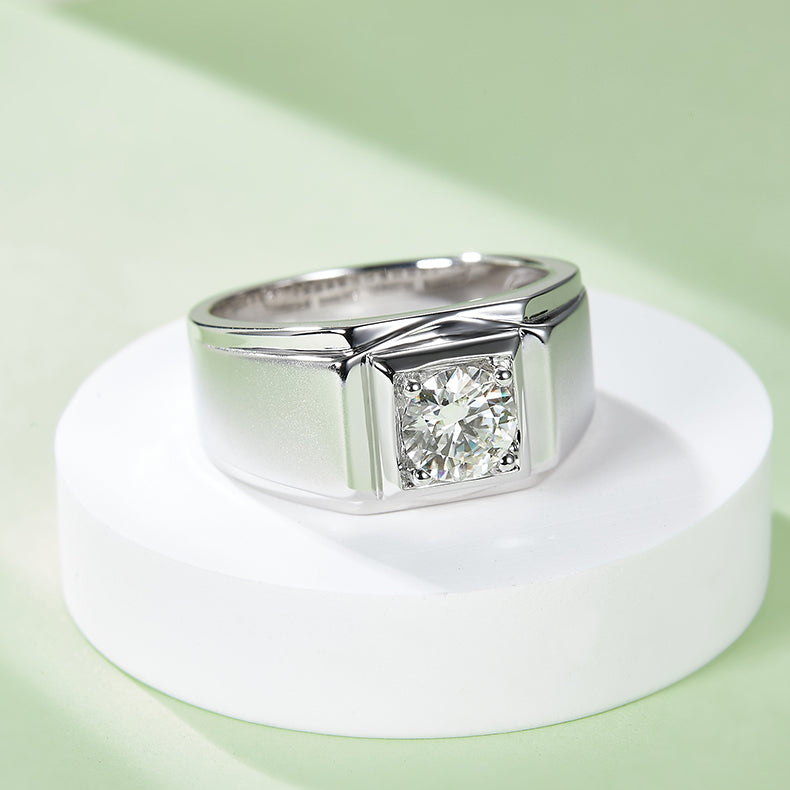 1 CTW Round Moissanite  S925 Ring plated