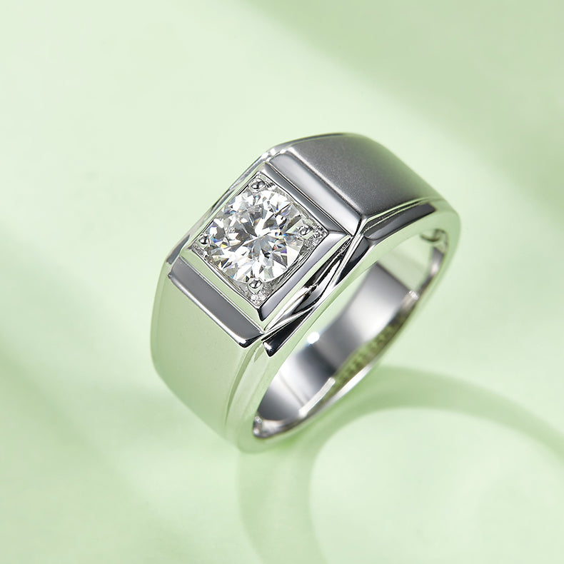 1 CTW Round Moissanite  S925 Ring plated