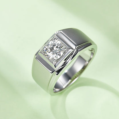 1 CTW Round Moissanite  S925 Ring plated