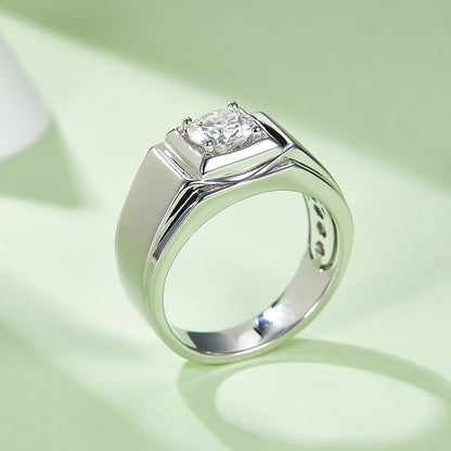1 CTW Round Moissanite  S925 Ring plated
