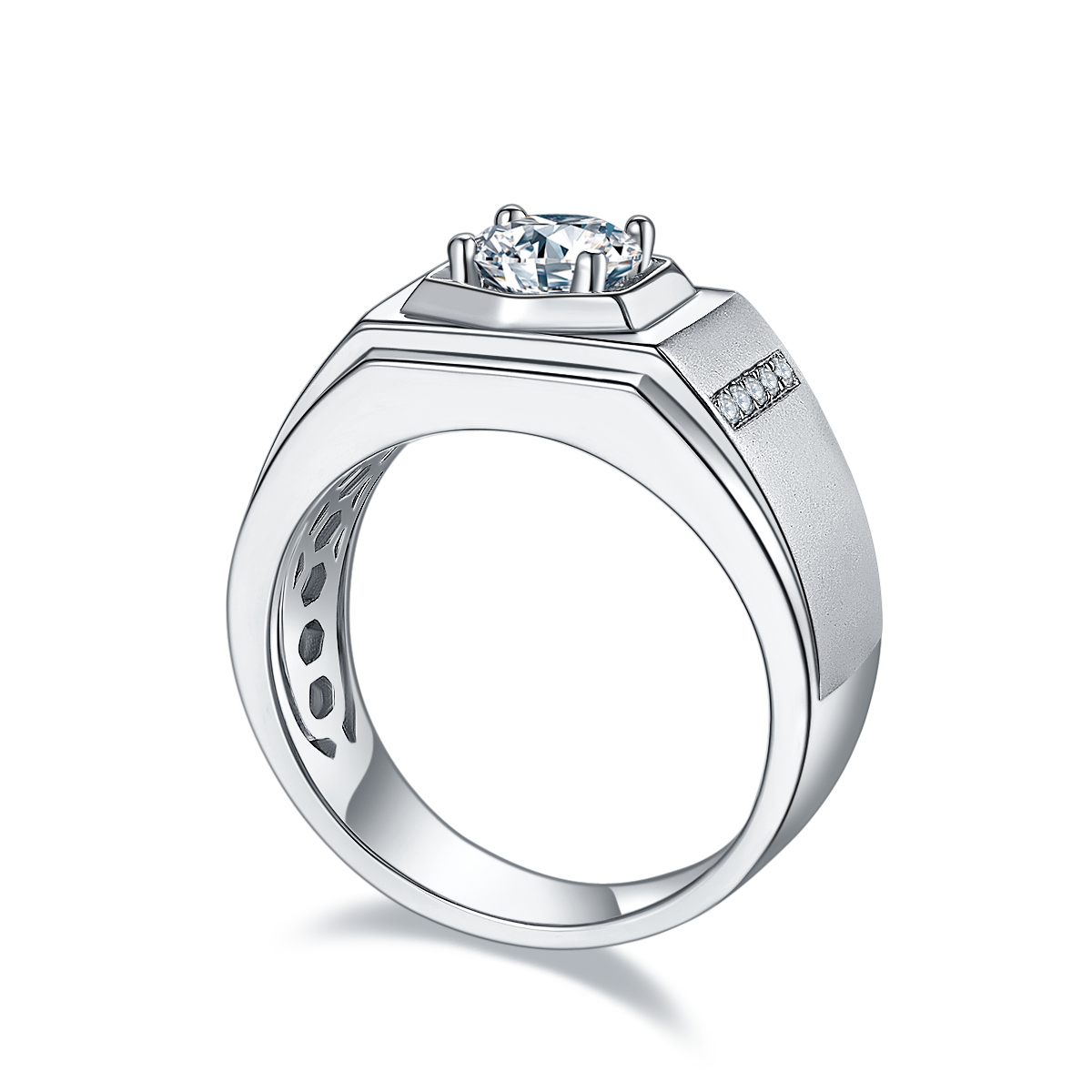 1 CTW Round Moissanite  S925 Ring plated