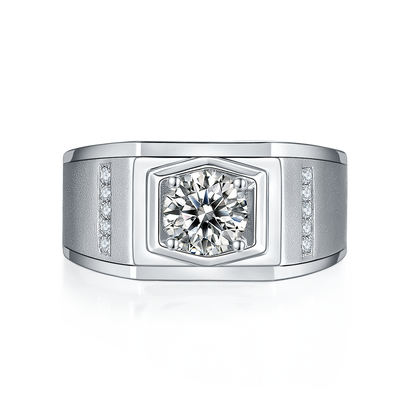 1 CTW Round Moissanite  S925 Ring plated