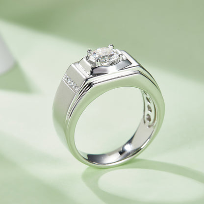 1 CTW Round Moissanite  S925 Ring plated