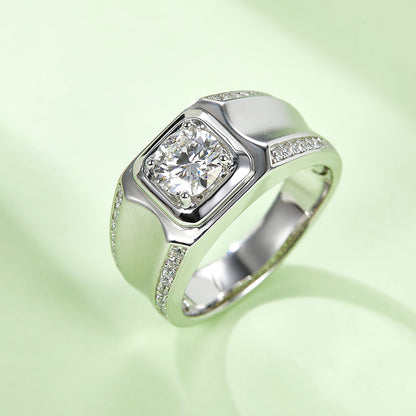 1 CTW Round Moissanite  S925 Ring plated