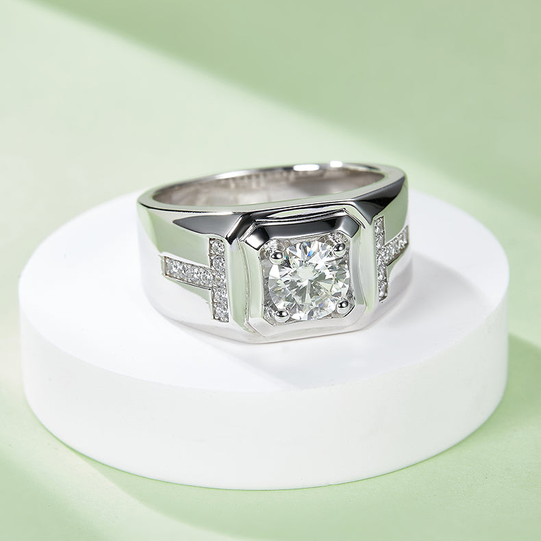 1 CTW Round Moissanite  S925 Ring plated