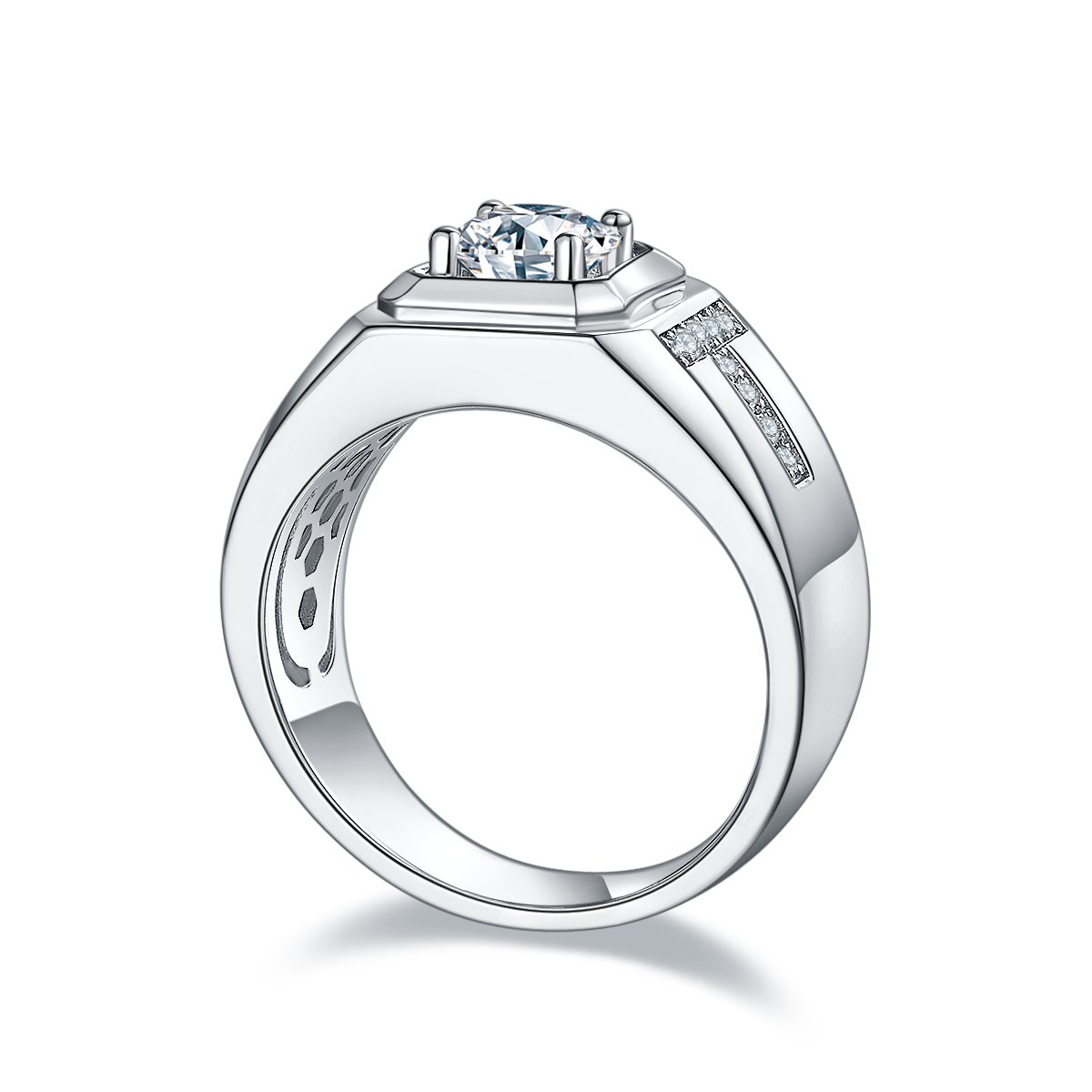 1 CTW Round Moissanite  S925 Ring plated