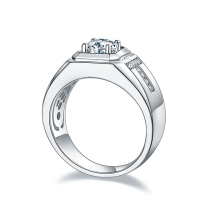 1 CTW Round Moissanite  S925 Ring plated