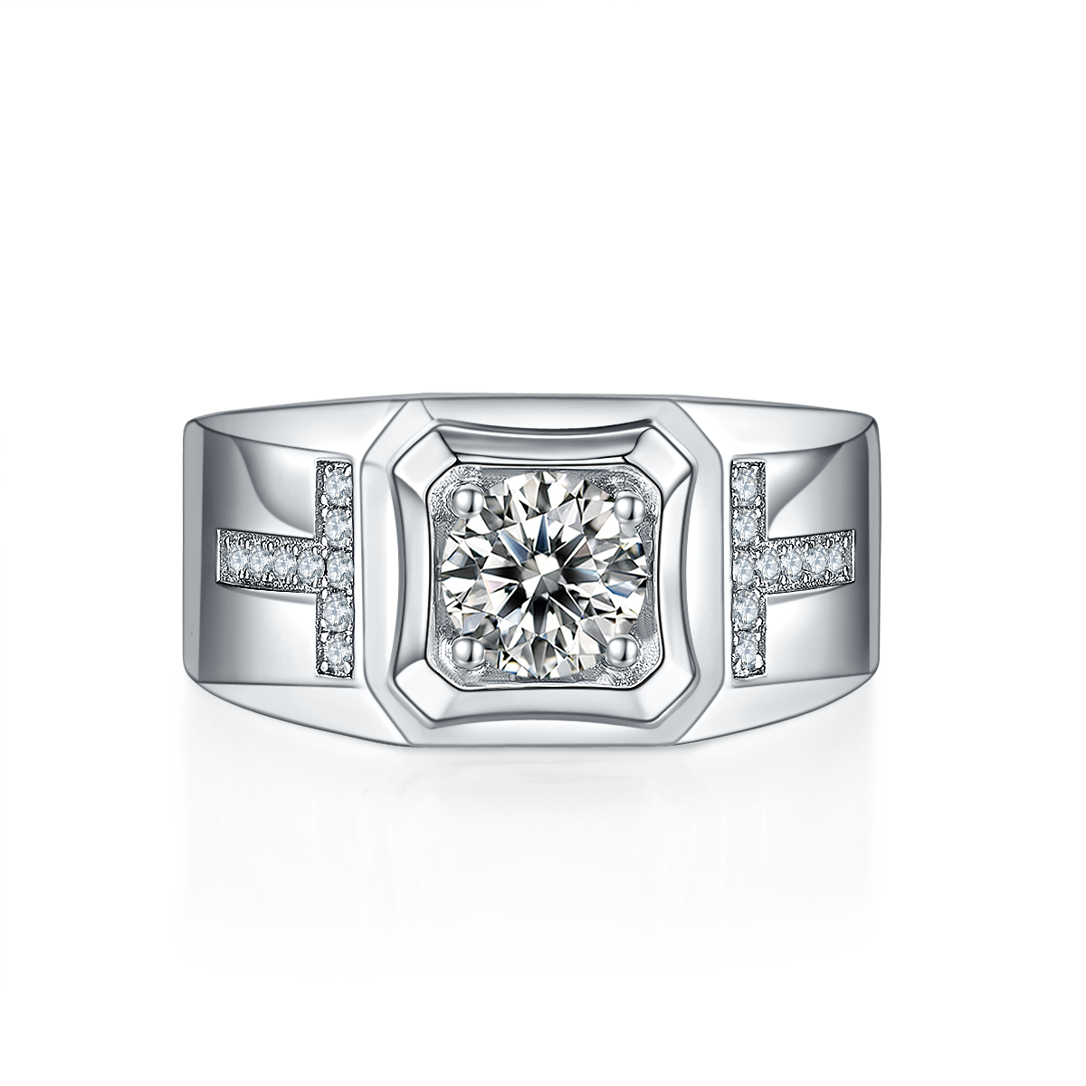 1 CTW Round Moissanite  S925 Ring plated