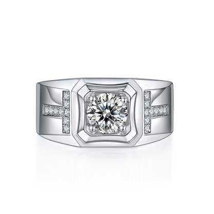 1 CTW Round Moissanite  S925 Ring plated