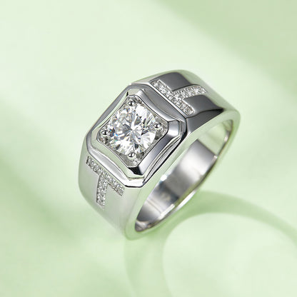 1 CTW Round Moissanite  S925 Ring plated