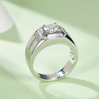 1 CTW Round Moissanite  S925 Ring plated