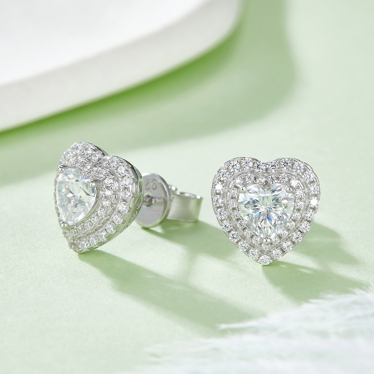 1 CTW Heart Moissanite S925 Necklace  Earrings plated