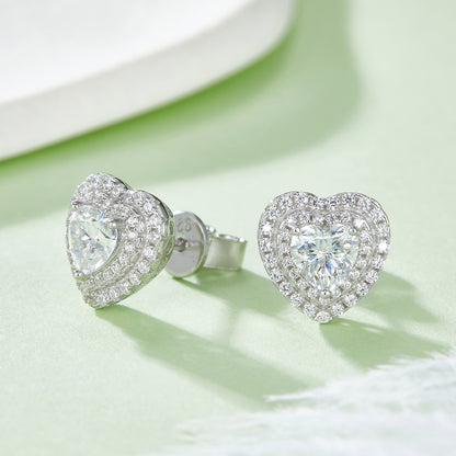 1 CTW Heart Moissanite S925 Necklace  Earrings plated