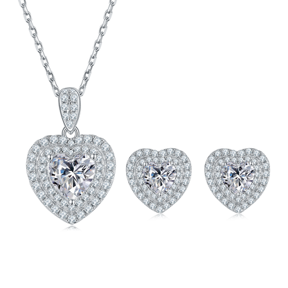 1 CTW Heart Moissanite S925 Necklace  Earrings plated