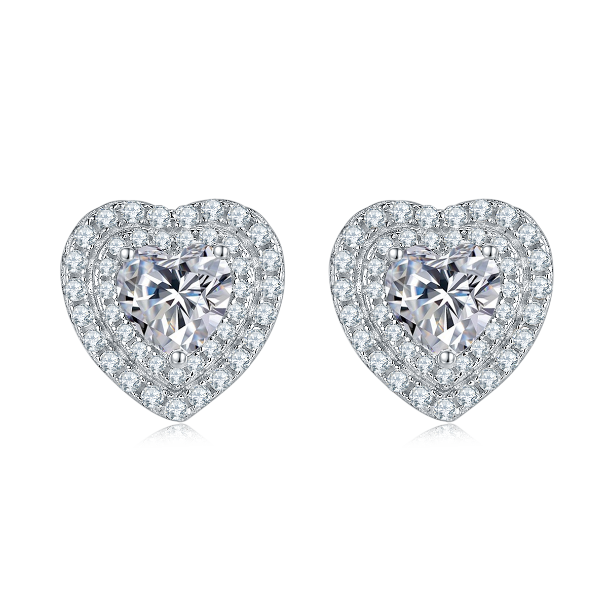 1 CTW Heart Moissanite S925 Necklace  Earrings plated