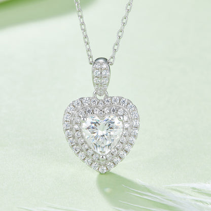 1 CTW Heart Moissanite S925 Necklace  Earrings plated
