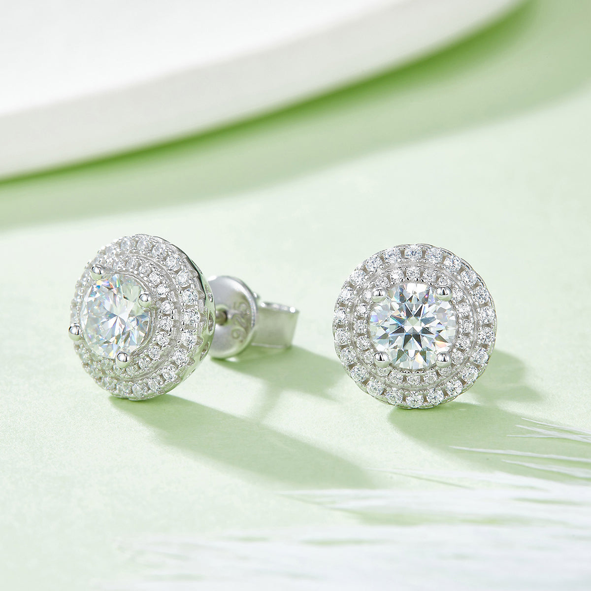 1 CTW Round Moissanite S925 Necklace  Earrings plated