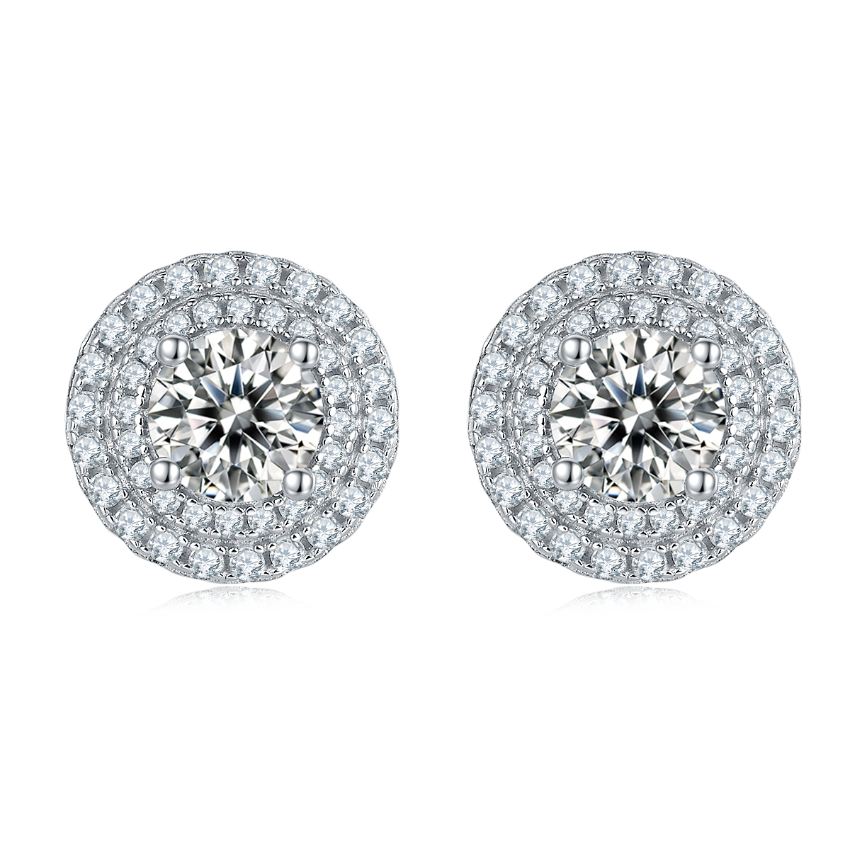 1 CTW Round Moissanite S925 Necklace  Earrings plated