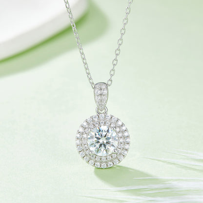 1 CTW Round Moissanite S925 Necklace  Earrings plated