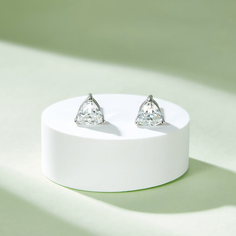 ANSTER Jewelry 1 CTW Trillion Moissanite S925 Necklace  Earrings plated