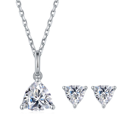 ANSTER Jewelry 1 CTW Trillion Moissanite S925 Necklace  Earrings plated