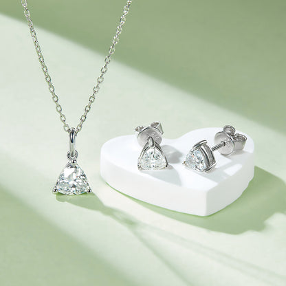 ANSTER Jewelry 1 CTW Trillion Moissanite S925 Necklace  Earrings plated
