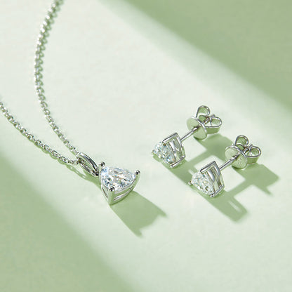 ANSTER Jewelry 1 CTW Trillion Moissanite S925 Necklace  Earrings plated