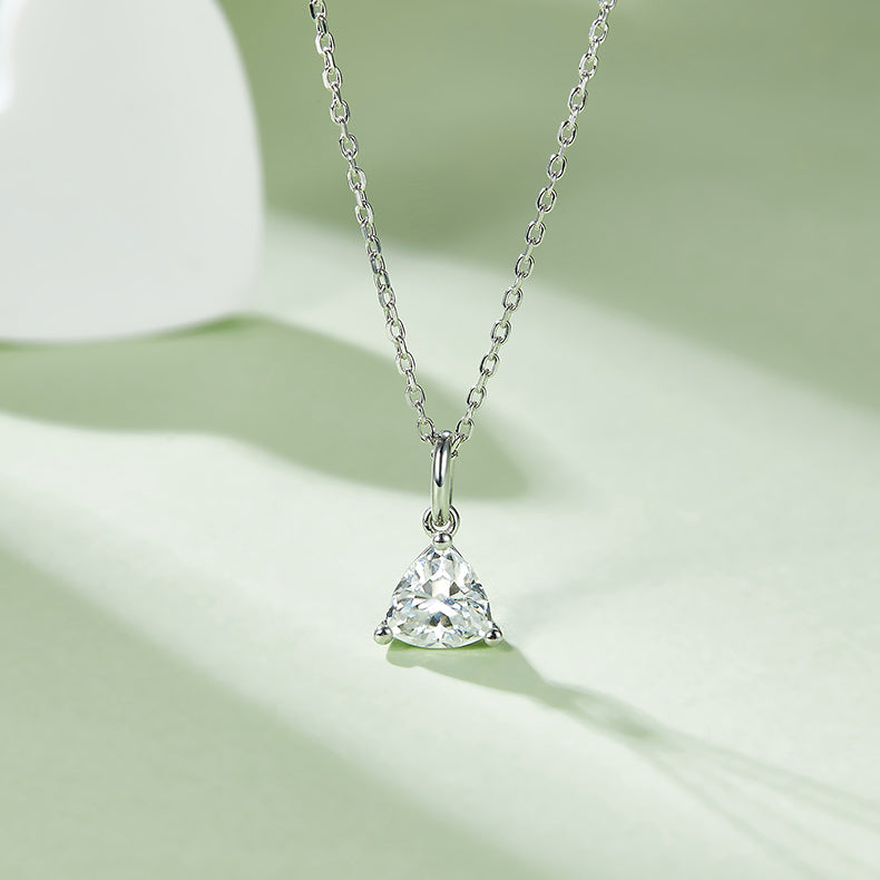ANSTER Jewelry 1 CTW Trillion Moissanite S925 Necklace  Earrings plated