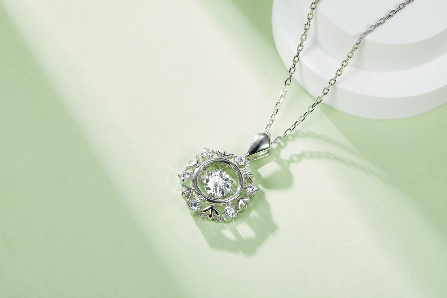0.5 CTW Round Moissanite S925 Necklace plated