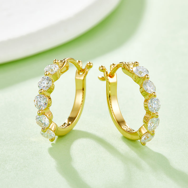 1 CTW Round Moissanite S925 Earrings plated
