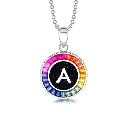 Colar ANSTER Jewelry Princesa Lab Grown Rainbow Letter S925 banhado a ouro