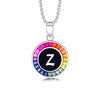 ANSTER Jewelry Princess Lab Grown Rainbow Letter Platinum PT950 Necklace