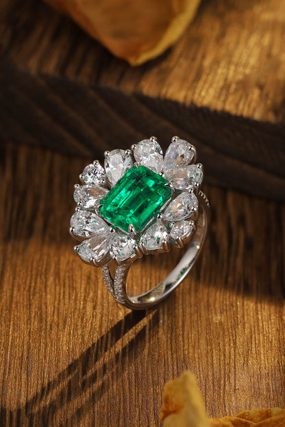 ANSTER JEWELRY 2.7 CTW Princess Lab Grown Emerald 18K Gold Ring plated