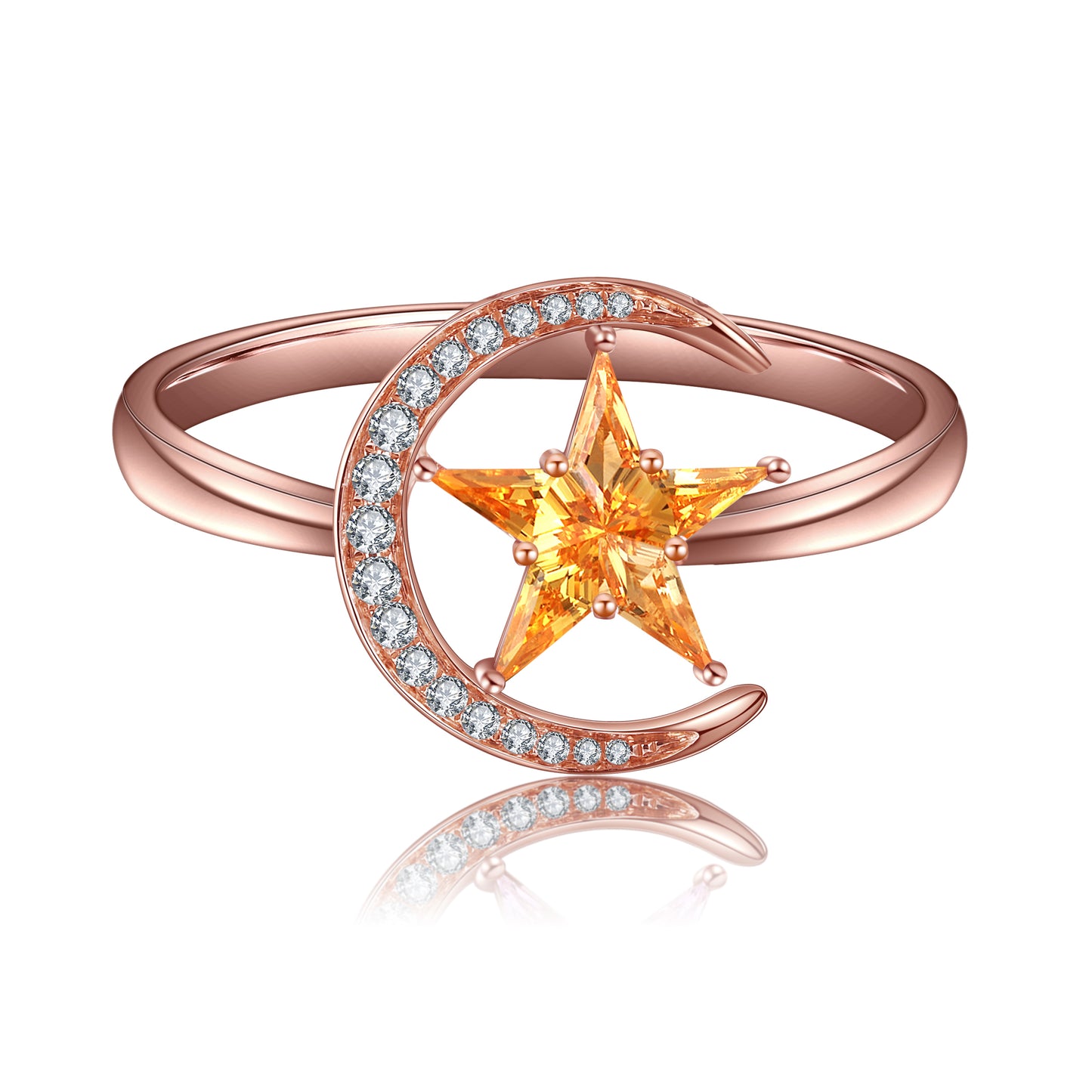 ANSTER Jewelry Custom PT950 Platinum Star Moon Lab Grown Diamond Ring