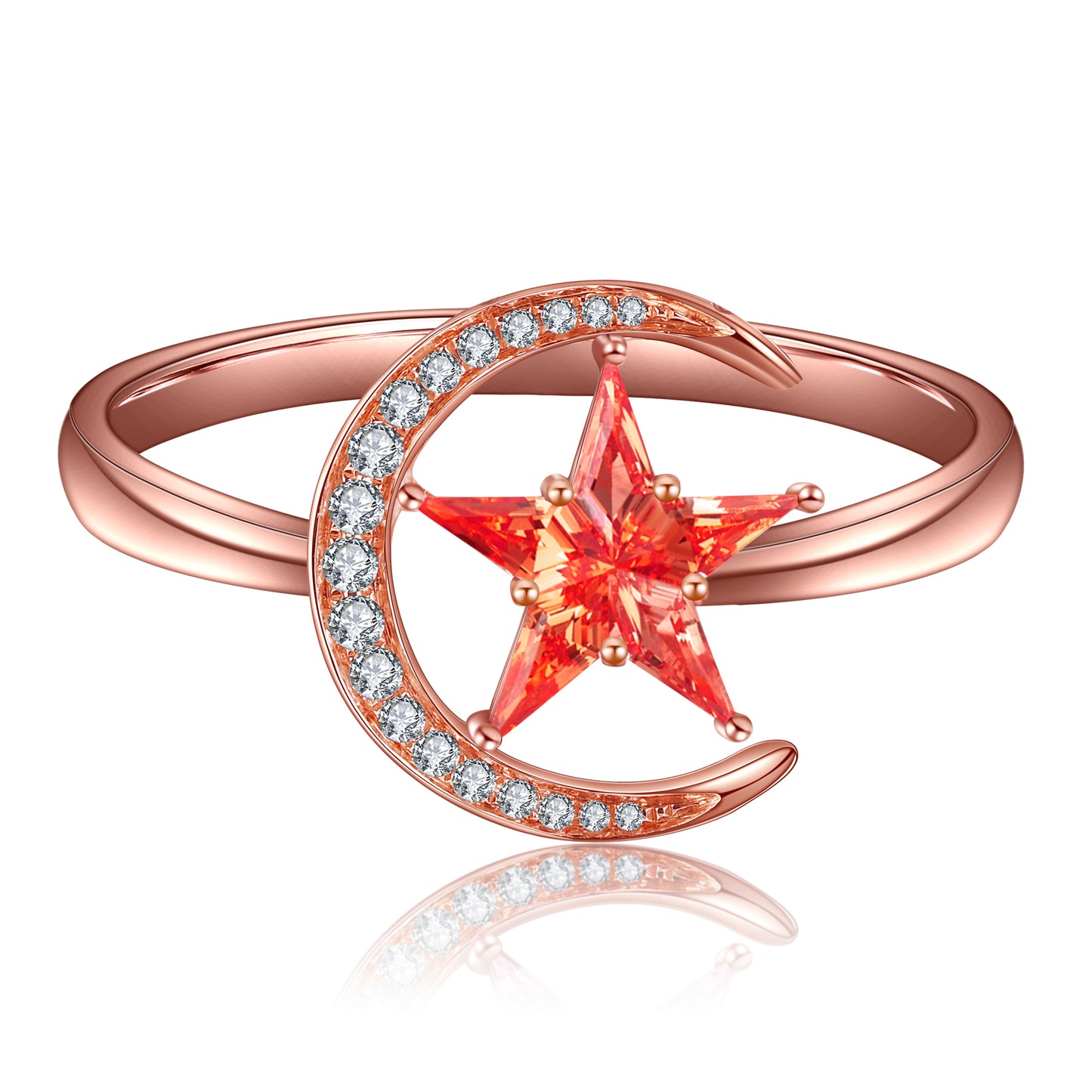 ANSTER Jewelry Custom PT950 Platinum Star Moon Lab Grown Diamond Ring