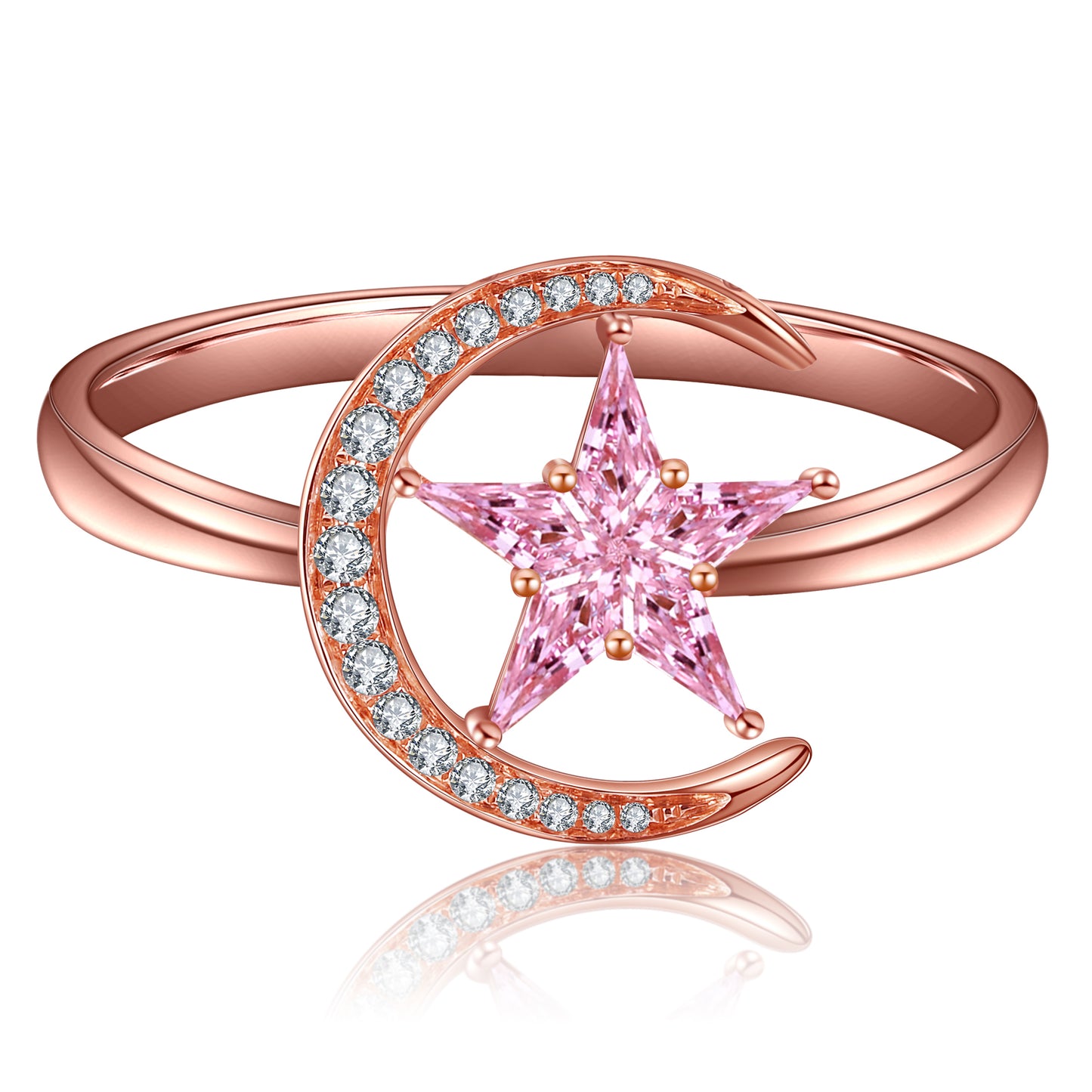 ANSTER Jewelry Custom PT950 Platinum Star Moon Lab Grown Diamond Ring