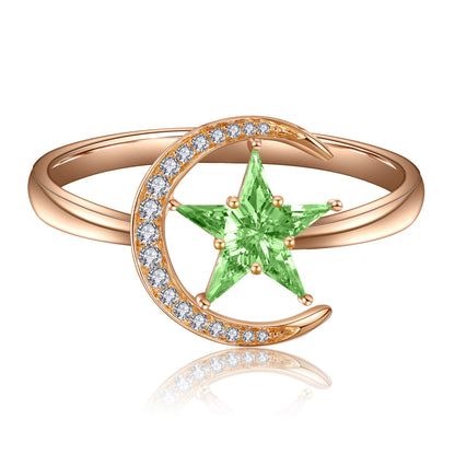 ANSTER Jewelry Custom PT950 Platinum Star Moon Lab Grown Diamond Ring