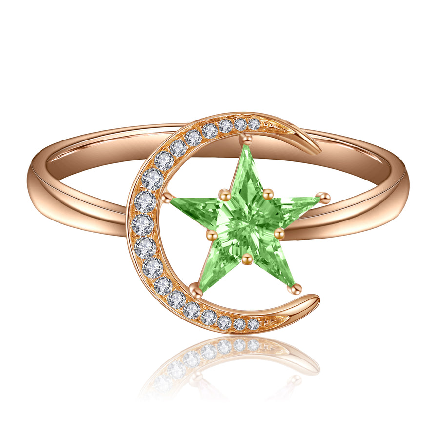 ANSTER Jewelry Custom PT950 Platinum Natural Star Moon Series Gemstone Ring