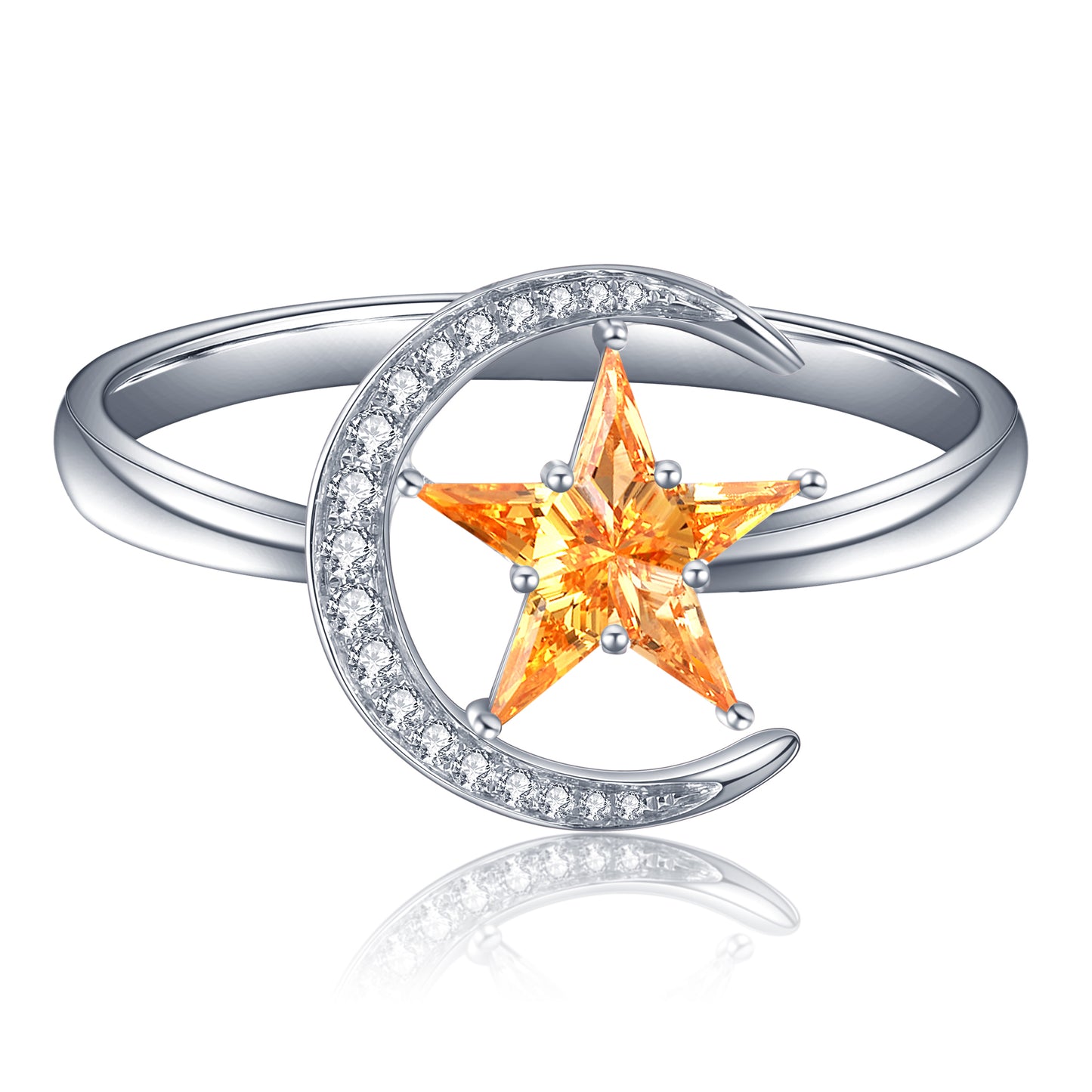 ANSTER Jewelry Custom PT950 Platinum Star Moon Lab Grown Diamond Ring